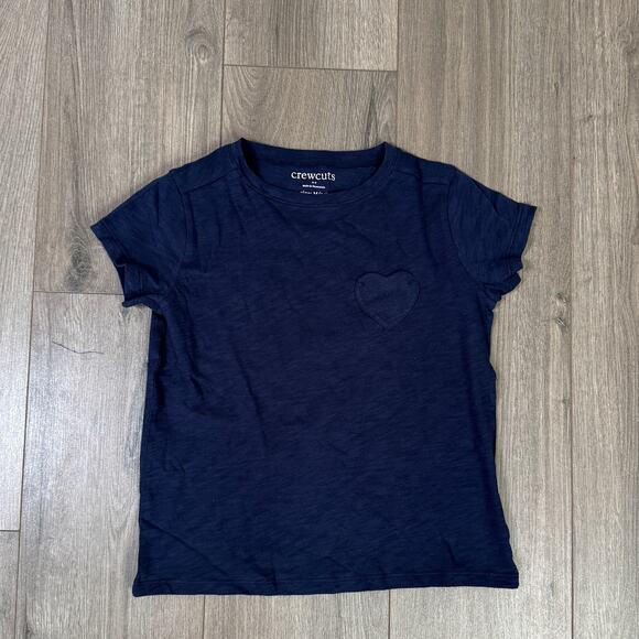 Crewcuts By J.Crew Heart Pocket Tee Girls M Navy Short Sleeve Pullover Crew Neck - Picture 2 of 7